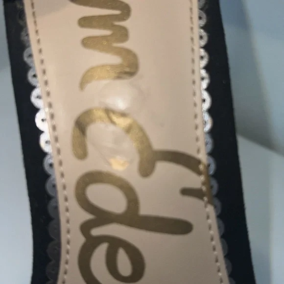 🪩SAM EDELMAN•Yoshi Black Suede Sandals silver studded embellishment •Size 7.5 - Picture 14 of 17